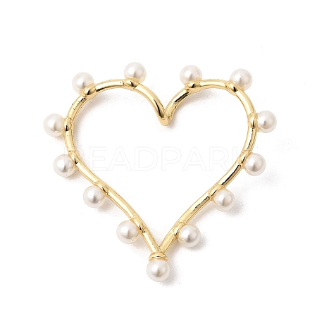 Hollow Brass ABS Imitation Pearl Pendants KK-K419-10G-1