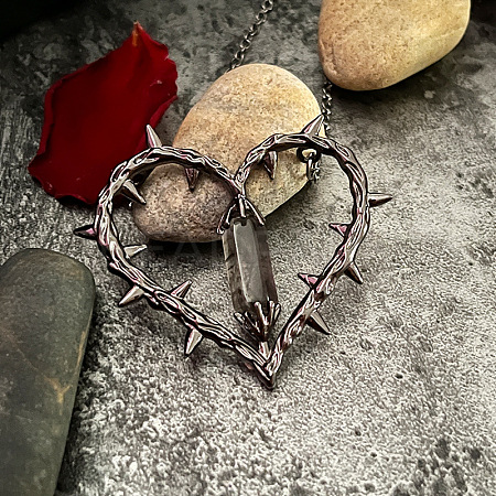 Gothic Witch Heart Thorn Pendant Unisex Vintage Thorn Love Necklace ST5385012-1