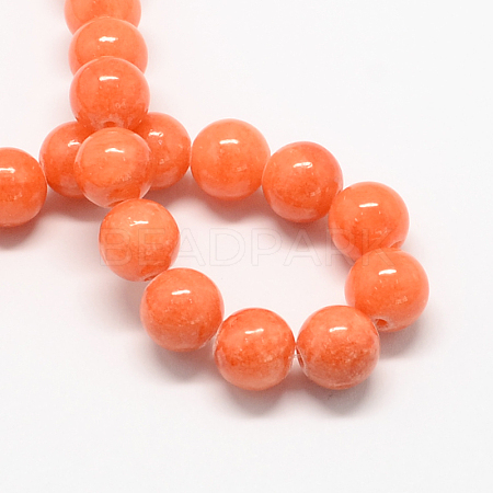 Natural Dyed Yellow Jade Gemstone Bead Strands X-G-R271-10mm-Y31-1