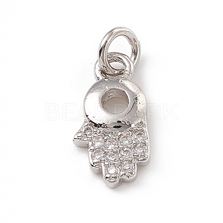 Brass Micro Pave Clear Cubic Zirconia Palm Charms ZIRC-F132-56P-1