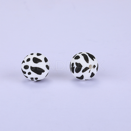 Printed Round Silicone Focal Beads SI-JX0056A-15-1