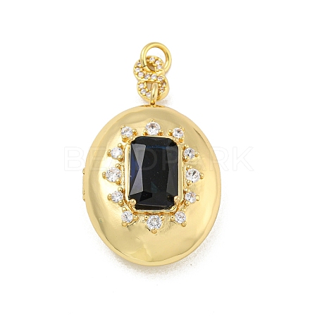 Brass Cubic Zirconia Locket Pendants KK-N254-93F-G-1