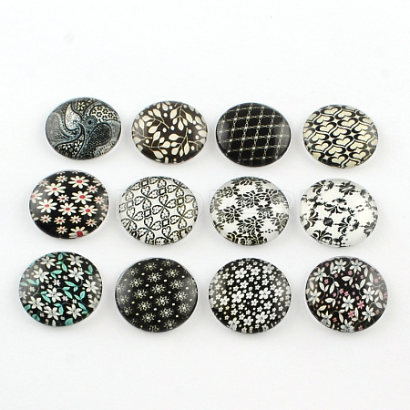 Half Round/Dome Floral Photo Glass Flatback Cabochons for DIY Projects X-GGLA-Q037-12mm-01-1