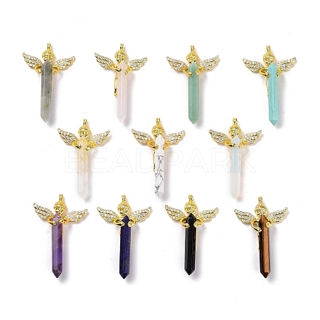 Natural & Synthetic Mixed Gemstone Faceted Double Terminal Pointed Big Pendants G-H281-09G-1