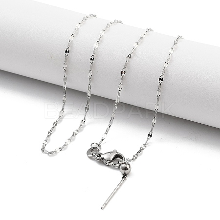 Adjustable 304 Stainless Steel Dapped Chain Necklaces NJEW-K270-02P-1