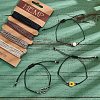 Adjustable Waxed Cord Braided Bead Bracelets Set DIY-AR0001-65-2