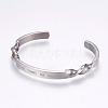304 Stainless Steel Inspirational Cuff Bangles BJEW-P181-01AS-2