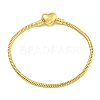 2.5mm Rack Plating Heart Brass European Style Round Snake Chain Bracelets for Jewelry Making BJEW-B106-17G-1