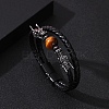 Black PU Leather Cord Braided Bracelets PW-WG503E5-03-3