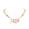 Acrylic Charm Necklace with Round Beaded Chains for Women NJEW-JN04165-3