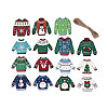 15Pcs Christmas UV Single Face Printed Wood Pendant Decorations WOOD-N020-27-1