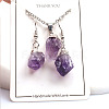 Nuggets Natural Amethyst Pendant Necklaces & Dangle Earrings Sets FS-WGD81FA-02-2