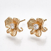 Brass Cubic Zirconia Stud Earring Findings KK-S348-348-1