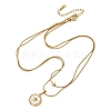 304 Stainless Steel with Natural White Shell Square Disc Pendant Double Layer Necklaces NJEW-K300-06C-G-2