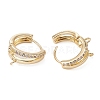 Brass Micro Pave Clear Cubic Zirconia Hoop Earring Findings ZIRC-YW0001-10G-2