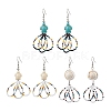 3 Pairs Flower Glass Seed Beaded Dangle Earrings for Women EJEW-MZ00203-1