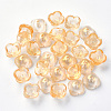 4-Petal Transparent Spray Painted Glass Bead Caps X-GGLA-S054-009B-01-1