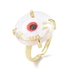 Lampwork Evil Eye Open Cuff Ring RJEW-C051-01G-08-2