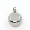 Trendy Original Color 304 Stainless Steel Grade A Rhinestone Flat Round Charm Pendants RB-M030-06-3