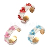 Glass Beads with 304 Stainless Steel Cuff Rings RJEW-MZ00031-2