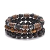 3Pcs 3 Style Natural & Synthetic Mixed Stone Stretch Bracelets Set with Wood Beaded for Women BJEW-JB08358-1