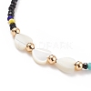 Shell Heart & Glass Beaded Necklace for Women NJEW-JN03910-01-4