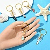 5Pcs Alloy Enamel & Synthetic Moonstone Keychain KEYC-YW00176-5