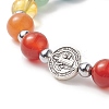 Natural & Synthetic Mixed Gemstone Beaded Stretch Bracelet BJEW-JB09257-2