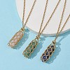 Natural Mixed Gemstone Bullet Pendant Necklaces NJEW-JN04529-02-6