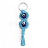 Cotton Woven Resin Evil Eye Keychains EVIL-PW0002-12A-04-1