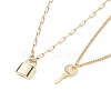 2Pcs 2 Style Brass Padlock & Key Pendant Necklace Set NJEW-JN04060-2