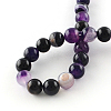 Dyed Natural Striped Agate/Banded Agate Round Bead Strands G-R342-6mm-03-3