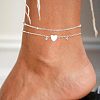 Heart Star Brass Crystal Rhinestone Charm Double Layer Anklets for Women FS-WG032DF-04-2