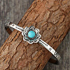 Retro Alloy and Synthetic Turquoise Cuff Bangles for Women FS-WG1808F-01-3