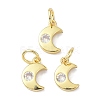 Brass Cubic Zirconia Charms ZIRC-C022-20G-2