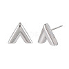 304 Stainless Steel V-shape Stud Earrings EJEW-N016-019P-2