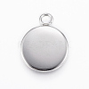 304 Stainless Steel Pendant Cabochon Settings STAS-E146-18P-12mm-1