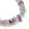 Natural Fluorite Chip & Cuboid Beaded Stretch Bracelets for Women BJEW-JB10808-05-4