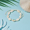 Narural Cowrie Shell Braided Bead Anklet for Women AJEW-AN00527-01-2