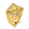 Ion Plating(IP) Square with Bird 304 Stainless Steel Rhinestone Signet Rings RJEW-Q815-04G-M-1