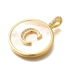 Rack Plating Brass Micro Pave Clear Cubic Zirconia Pendants with Shell KK-M309-42G-C-3