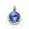 Trendy Original Color 304 Stainless Steel Grade A Rhinestone Flat Round Charm Pendants RB-M030-06I-1