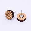 Natural Wood Stud Earrings EJEW-WH0005-03B-2