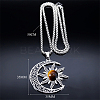 Gothic Moon Sun 201 Stainless Steel Pave Natural Tiger Eye Pendant Necklaces for Women FS-WG56BEB-01-2