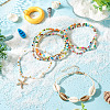 2 Bags Summer Beach Glass Seed Beaded & Natural Shell & Alloy Starfish Charm Anklet Sets AJEW-TA0003-69A-5