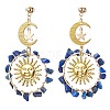 Vintage Natural Lapis Lazuli Ear Studs EJEW-JE05807-04-1