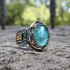 Oval Alloy with Glass Finger Rings FS-WG0E890-04-1