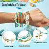 2 Bags Summer Beach Glass Seed Beaded & Natural Shell & Alloy Starfish Charm Anklet Sets AJEW-TA0003-69G-4