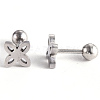 201 Stainless Steel Flower Barbell Cartilage Earrings EJEW-R147-29-4