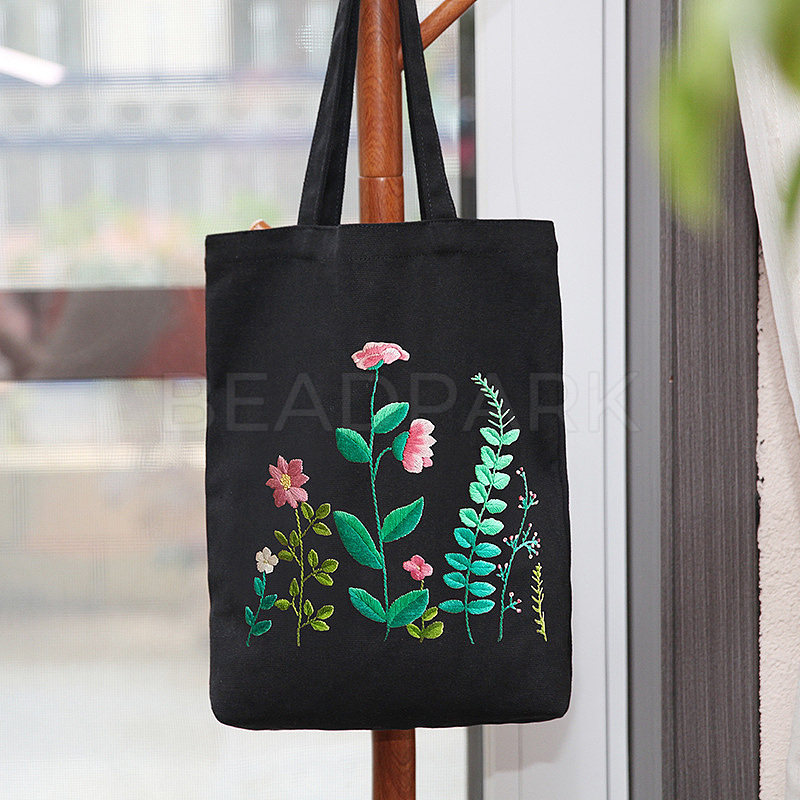 DIY Flower Pattern Tote Bag Embroidery Kit - Beadpark.com